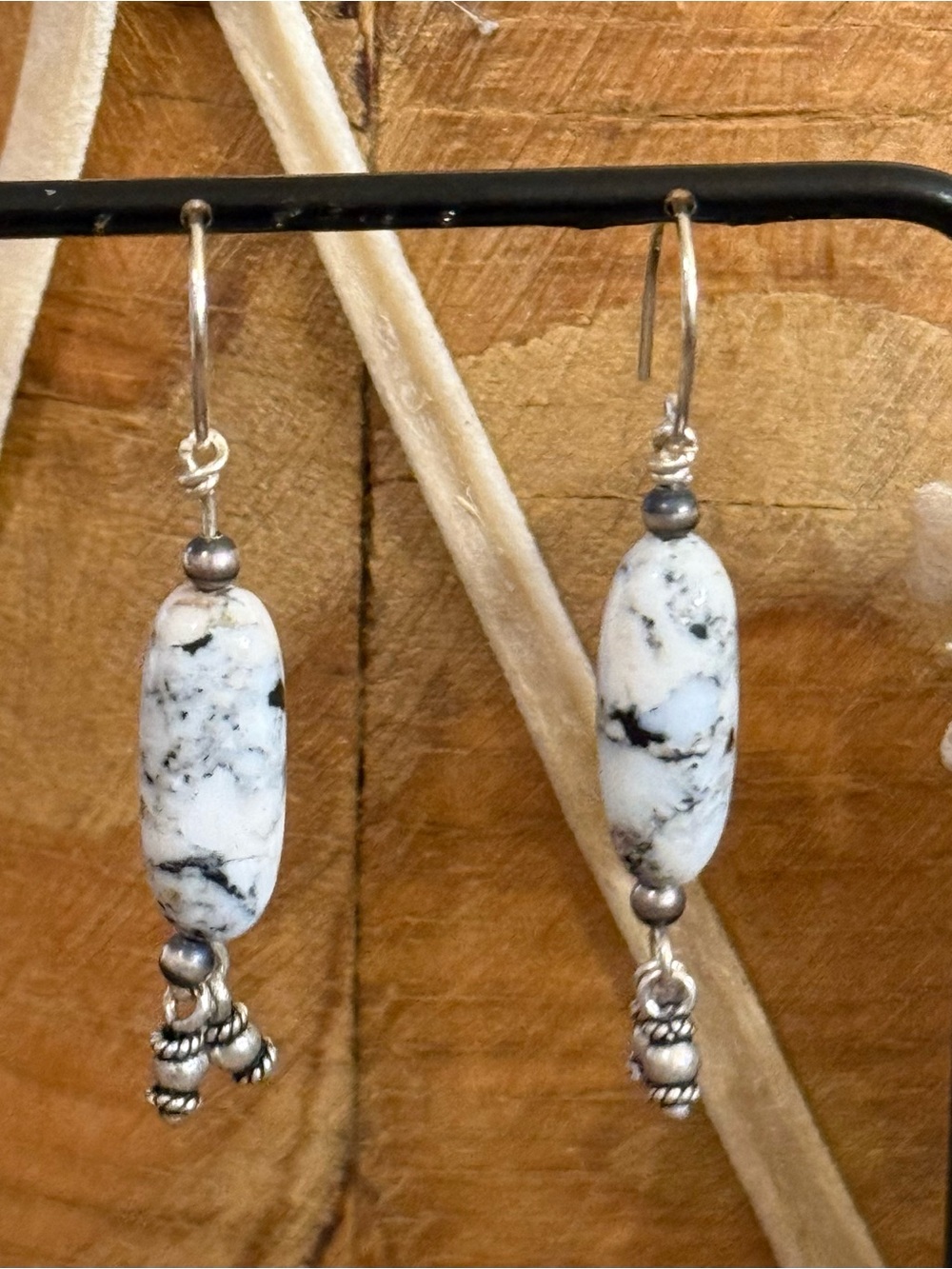 White Buffalo & Navajo Pearl Sterling Silver Earrings
